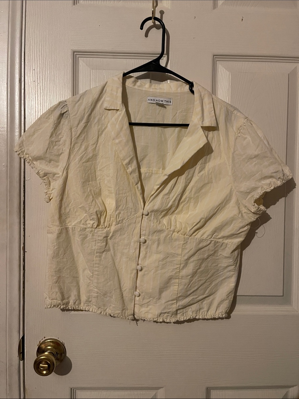 And Now This Cream Short Sleeve Button-Front Blouse